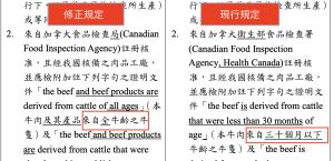 ▲食藥署發文公告，將修正加拿大牛肉從原本現行的30個月以下的牛隻，預告將改為全牛齡進口。(圖／翻攝食藥署公告)