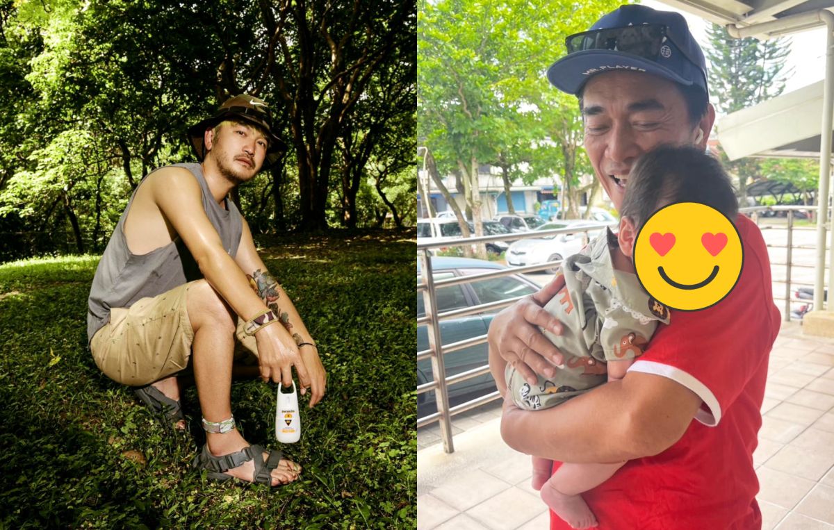 ▲KID（左）兒子4個月大終於見「阿公」，吳宗憲（右）暖抱懷中。（圖／KID臉書）