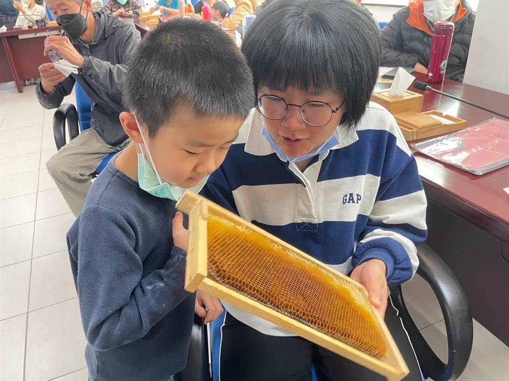 ▲參與的小朋友第一次見到「新鮮」的蜂巢，認真觀察、嘖嘖稱奇。（圖／移民署金門服務站提供）