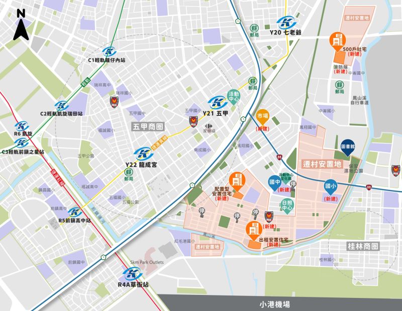 ▲大林蒲遷村安置地新增新闢周邊生活機能圖。(圖/高雄市政府提供)