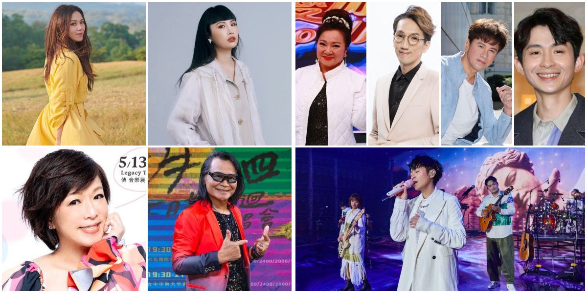 ▲蔡健雅（左圖左上起）、魏如萱、趙詠華、沈文程，以及白冰冰（右圖左上起）領軍的「藍寶石大歌廳」、林志炫、李聖傑、網紅曾博恩、蘇打綠都將在5月舉辦演唱會。（圖／環球音樂、好多音樂、中視、大大娛樂、高流、寬宏、華納音樂提供；NOWnews資料照）