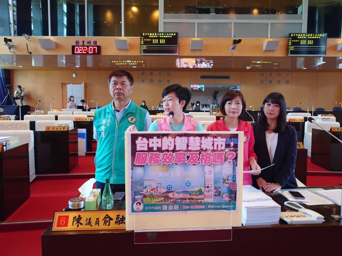 ▲市議員陳俞融質詢指出，中市府現有智慧服務效率都有待加強，化繁為簡(圖／柳榮俊攝2023.5.5)