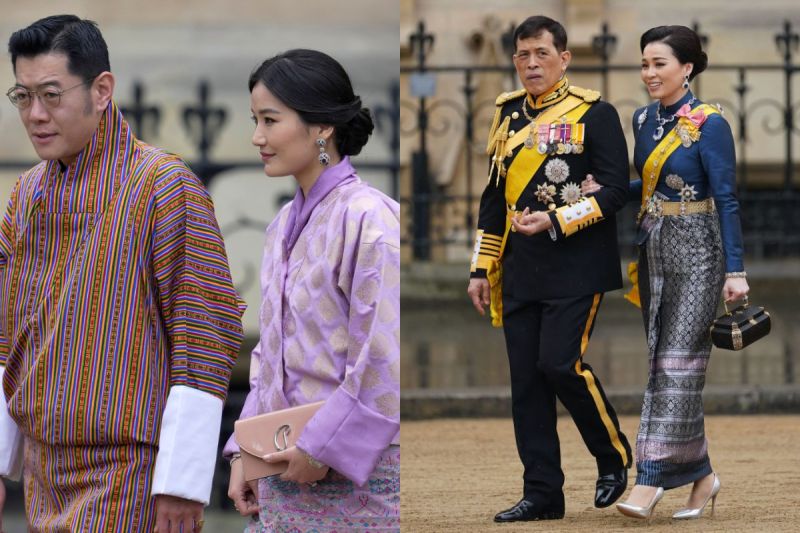 ▲各國王室盛裝出席英王加冕禮，左為不丹王室，右為泰國王室。（圖／Getty images）