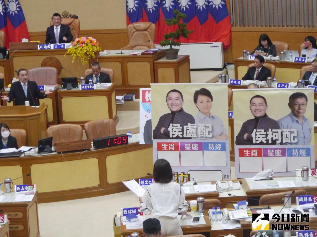 ▲新北民進黨議員幫侯友宜評論最愛副手是誰？侯友宜回說「我最喜歡我老婆」。（圖 ／記者吳嘉億攝，2023.05.11）