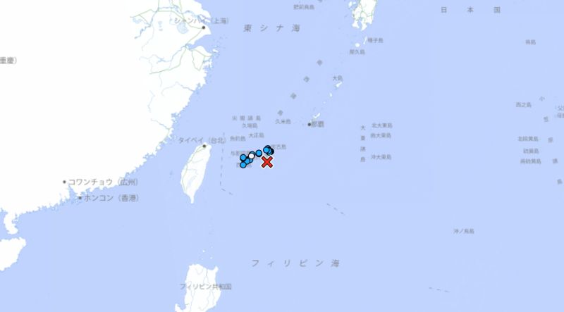 ▲日本宮古島外海，11號晚間當地時間10點33分，台北時間9點33分，發生芮氏規模6.1地震。（圖／翻攝自日本氣象廳）