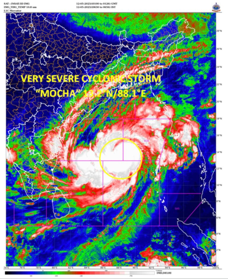 ▲熱帶氣旋摩卡（Mocha）今天在孟加拉灣（Bay of Bengal）威力增強，預計將衝擊緬甸西部及孟加拉的科克斯巴扎爾難民營。（圖／美聯社／達志影像）
