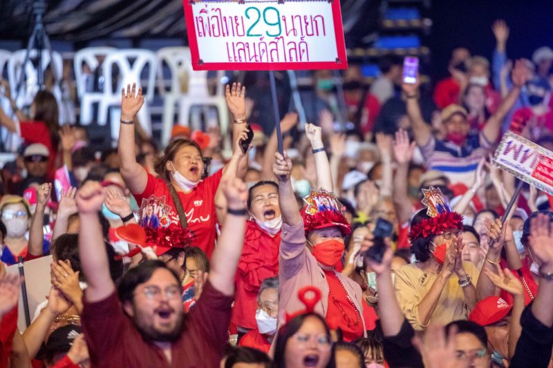 ▲泰國國會大選本週末即將登場，這是泰國在2014年軍事政變後第二次大選。圖為選前之夜。（圖／美聯社／達志影像）