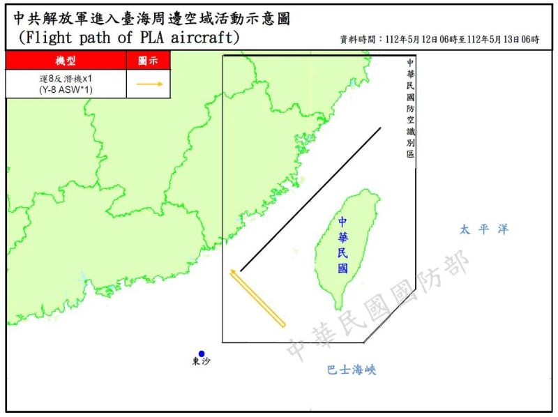 ▲台海周邊空域活動示意圖。(圖/國防部提供)