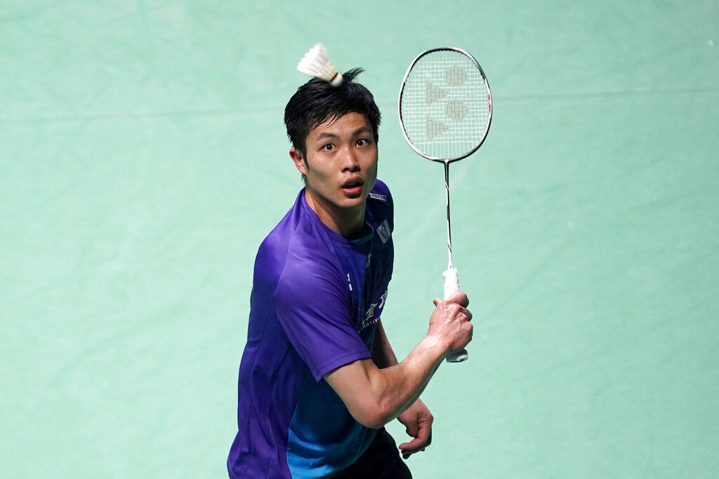 ▲周天成在羽球亞錦賽男單無緣8強，但巴黎奧運門票仍到手。（圖／美聯社／達志影像）
