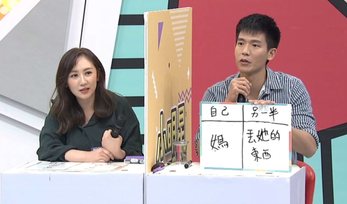 ▲老公Fraser（右）求婚戒指跟媽借，蔡允潔（左）我沒那麼廉價。（圖／中天提供）