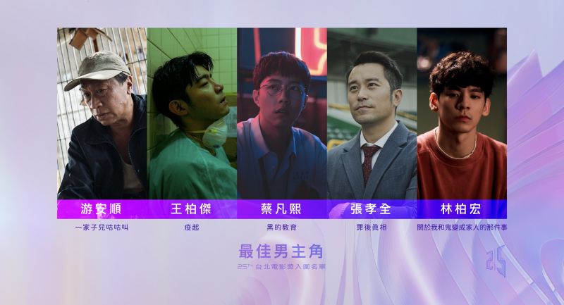 ▲第25屆台北電影獎公布入圍名單，圖為最佳男主角5位入圍者。（圖／台北電影節提供）