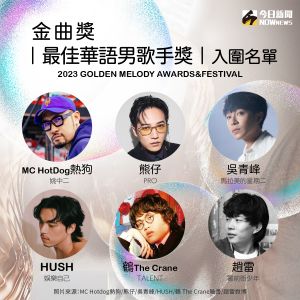 ▲最佳華語男歌手入圍者。（圖／翻攝自MC Hotdog熱狗、熊仔、吳青峰、HUSH、鶴 The Crane臉書、趙雷微博）