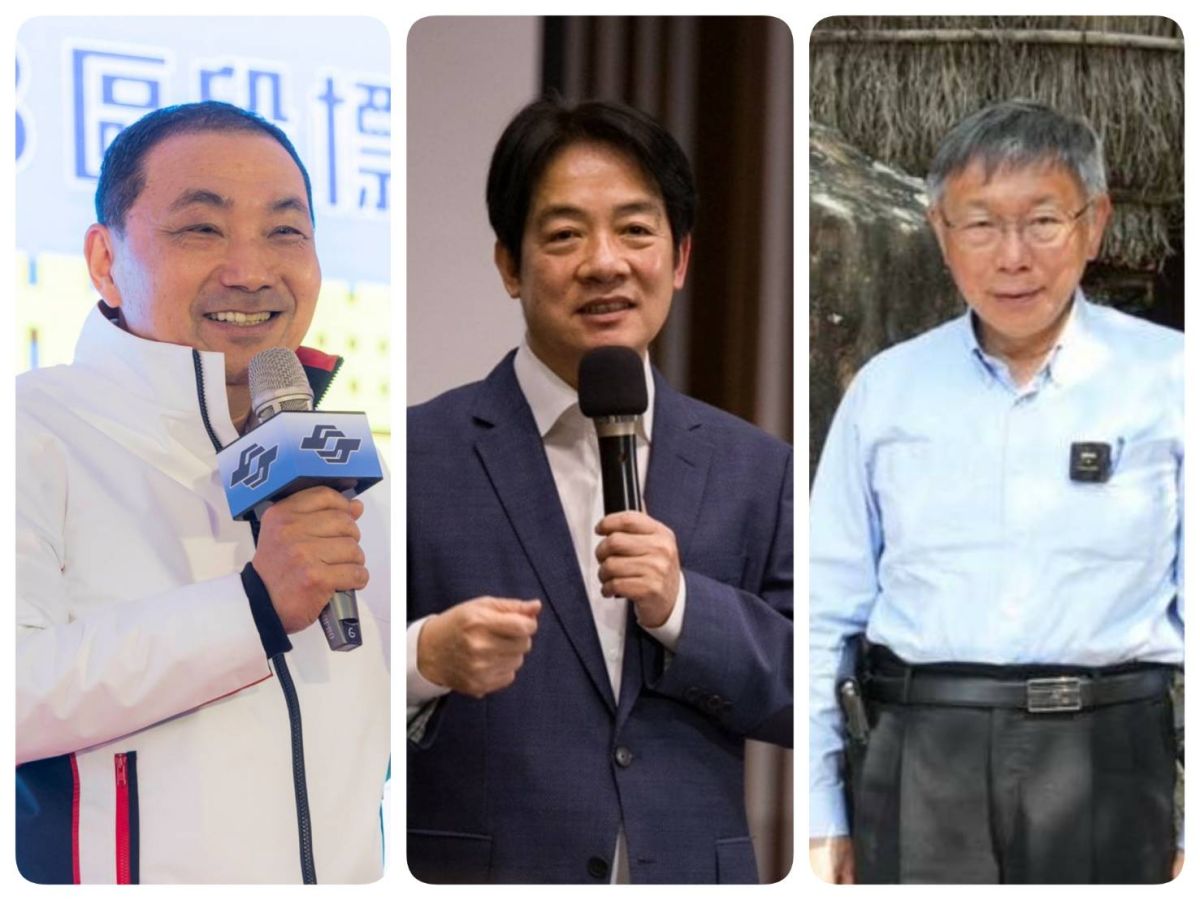 ▲ 綠藍白總統候選人出爐！左起分別為國民黨候選人侯友宜、民進黨候選人賴清德、民眾黨候選人柯文哲。（合成照片）