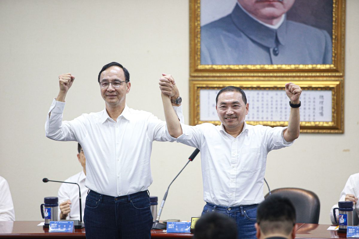 ▲朱立倫宣布徵召侯友宜參選總統。（圖／記者葉政勳攝，2023.5.17）