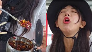 企鵝妹嗆「我是韓國人耶」吃麵狂加辣！下秒糗了　爆笑表情全都錄
