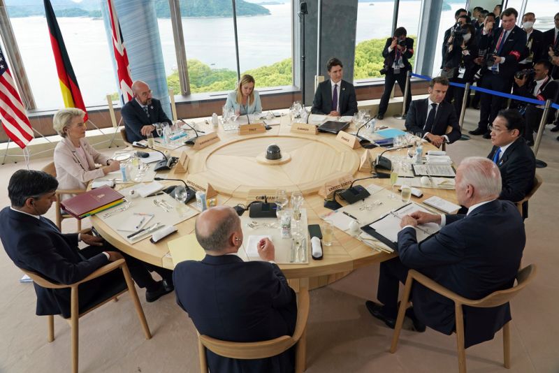 ▲七大工業國集團（G7）峰會19日在日本廣島登場，各國領袖發布聯合聲明表示，將對俄羅斯實施新制裁，加大打擊力度。（圖／美聯社／達志影像）