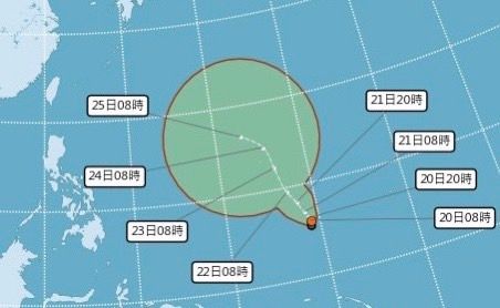 ▲瑪娃颱風最新預測路線出爐，目前距離台灣還相當遙遠，預估路徑會往北走。（圖／中央氣象局）