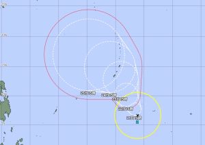 ▲今年第二個颱風瑪娃生成，預測路徑有兩種。（圖／日本氣象廳）