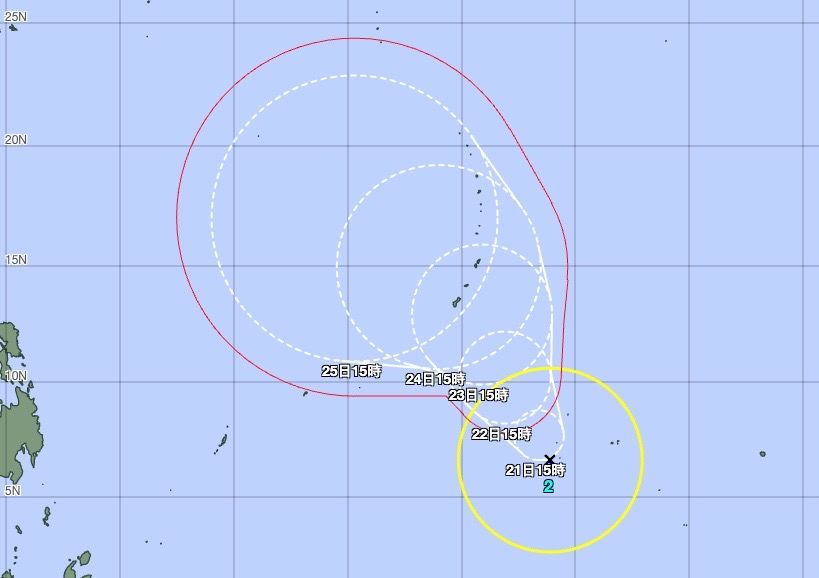 ▲今年第二個颱風瑪娃生成，預測路徑有兩種。（圖／日本氣象廳）