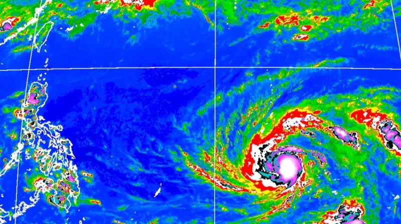▲氣象局指出，瑪娃颱風不排除週三轉為「強烈颱風」，今晚受鋒面影響全台都有降雨機率。（圖／中央氣象局提供）