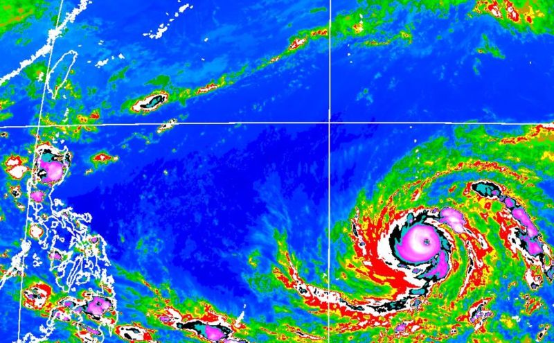 ▲瑪娃颱風目前在海面上持續增強，中央氣象局預測最快明日上午就會轉為強颱。（圖／中央氣象局提供）