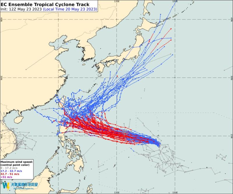 ▲瑪娃颱風昨（23）日晚上升級為強颱，本週持續沿著太平洋高壓邊緣往西移動。（圖／彭啟明臉書）