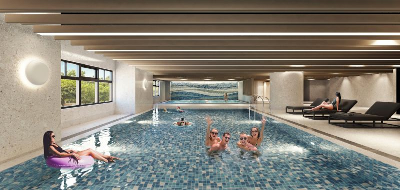 ▲「名軒海樂地」擁有淡海唯一室內溫水游泳池，一年四季都可享受運動養生。(示意圖/品牌提供)