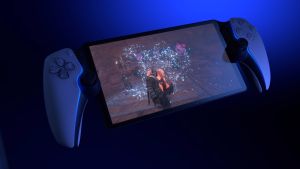 ▲SONY在PlayStation Showcase 活動上，發表了新款控制器「Project Q」，配置8吋螢幕，很有掌上遊戲機的感覺。(圖／翻攝官方影片)