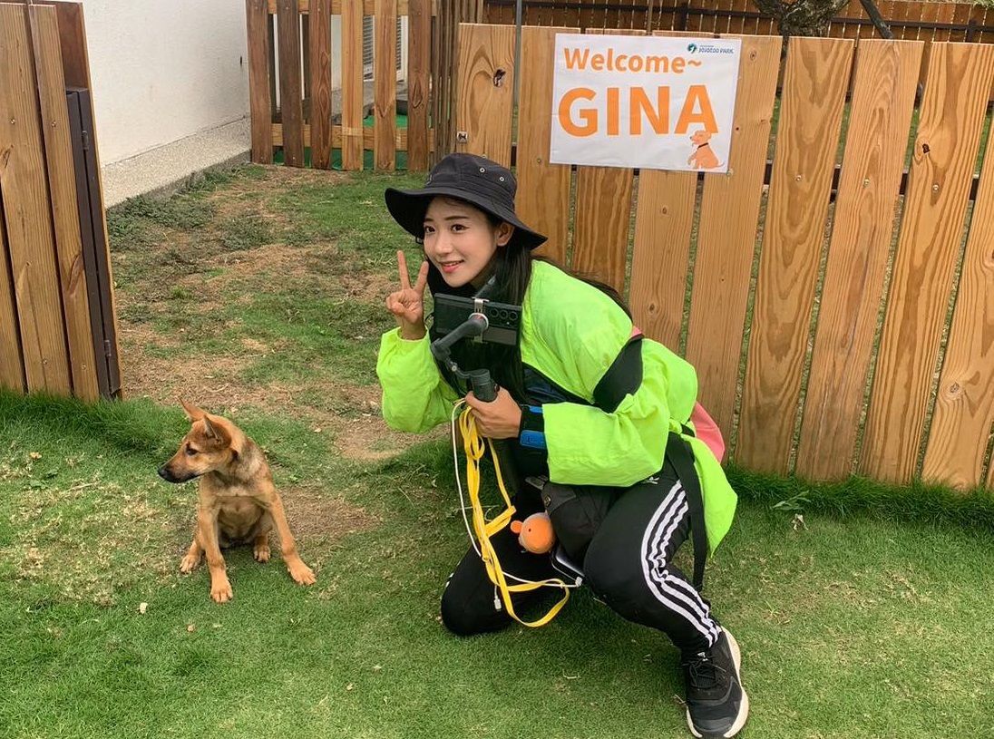 ▲企鵝妹正在南投前往彰化路上，遇到一隻才3個月大的虛弱浪犬，更把牠送到醫院治療，還取名為Gina。（圖／九九峰動物樂園）