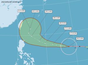 ▲瑪娃颱風對台灣影響有多大，主要是看北轉的程度、角度。（圖／中央氣象局）