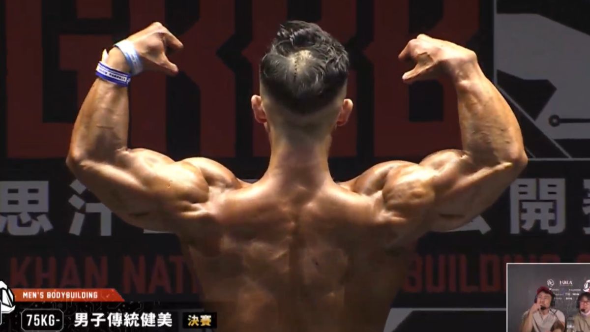 ▲「超商浩克」朱男昨現身成吉思汗盃健美賽，後腦、背部疤痕仍清晰可見。（圖／館長惡名昭彰頻道）