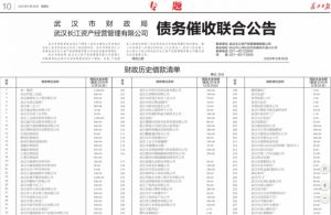 ▲武漢財政局的催債公告。（圖／翻攝自長江日報）