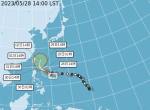 瑪娃颱風最新路徑。(圖/中央氣象局提供) ▲瑪娃颱風最新路徑。(圖/中央氣象局提供)