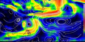 ▲季風低壓和瑪娃颱風兩者結合起來，讓瑪娃強風範圍相當大。（圖／鄭明典臉書）