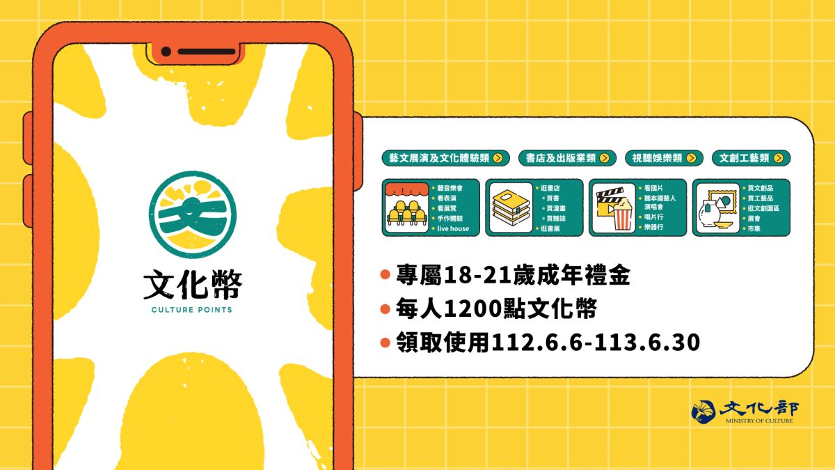 ▲成年禮金倒數5天，文化幣官網今（1）日上線，APP大補帖也一併曝光。（圖／文化部提供）