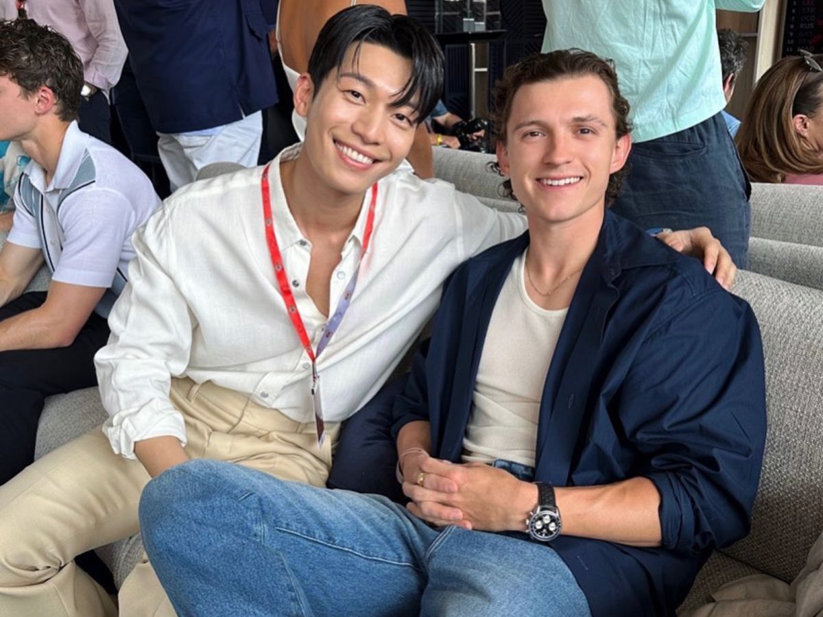 ▲湯姆霍蘭德（右）鬆口再拍《蜘蛛人》條件，品牌活動驚喜合體《魷魚遊戲》魏嘏雋引關注。（圖／翻攝自魏嘏雋Instagram）