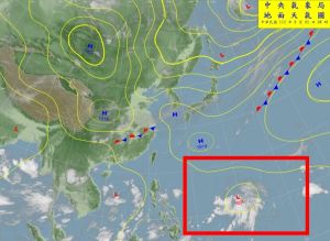 ▲氣象局表示，菲律賓東方海面有低壓系統正在發展，未來幾天有機會生成為颱風。（圖／翻攝中央氣象局官網）
