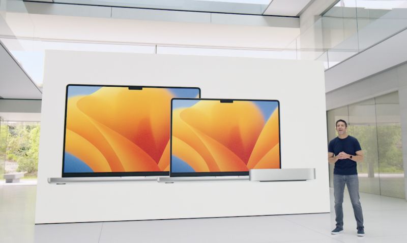 ▲蘋果WWDC23發表15吋大螢幕的M2晶片MacBook Air，上一代則順勢降價2000元。（圖／翻攝官方直播）