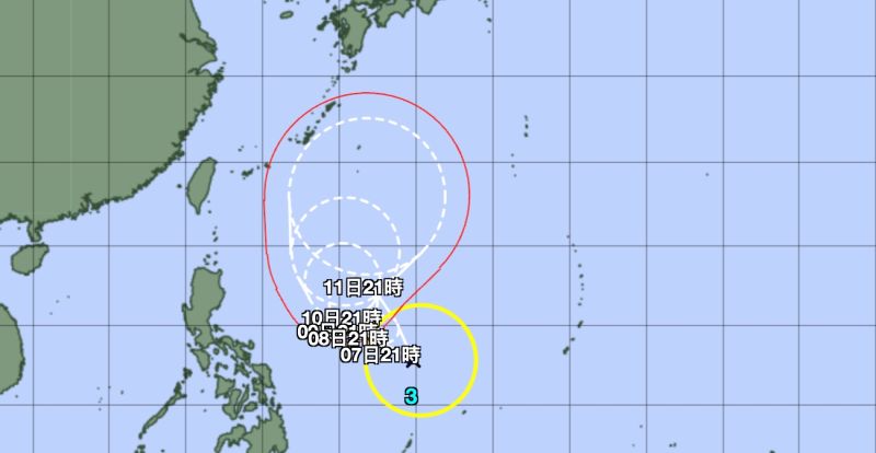 ▲今年第3號颱風「谷超」已被日本氣象廳證實在今（6）日晚間生成，中央氣象局預估稍晚會跟進。（圖／日本氣象廳）