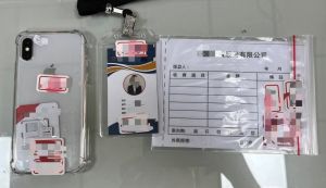 ▲警方查扣智慧型手機1支、投資公司空白收據5張及識別證1張等相關證物。（圖／翻攝畫面）