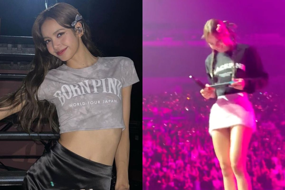 ▲Lisa在澳洲墨爾本的演唱會舞台上，被捕捉到拿著粉絲的任天堂Switch遊戲機狂玩的可愛畫面。（圖／翻攝自IG、TikTok）