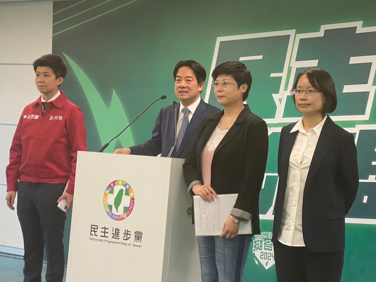 ▲賴清德今日親自出席記者會，宣布將與苗博雅合作，並徵召林志潔與吳音寧參選立委。（圖／記者陳威叡攝，2023.06.14）