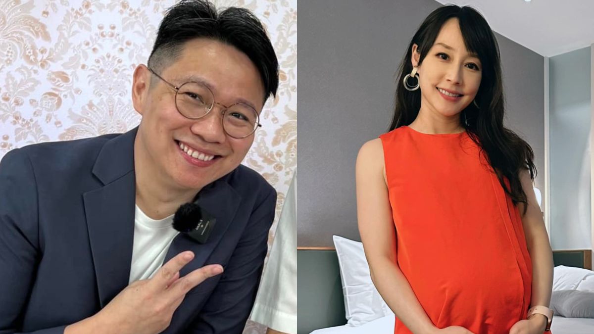 ▲名嘴老公朱凱翔（左）爆性騷，吳宇舒「神隱主播台」挺8個月孕肚明日做產檢。（圖／翻攝自不演了新聞台、吳宇舒臉書）