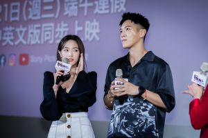 ▲《蜘蛛人:穿越新宇宙》首映會,中文配音藝人王淨(左)、柯震東。 ▲《蜘蛛人:穿越新宇宙》首映會,中文配音藝人王淨(左)、柯震東。