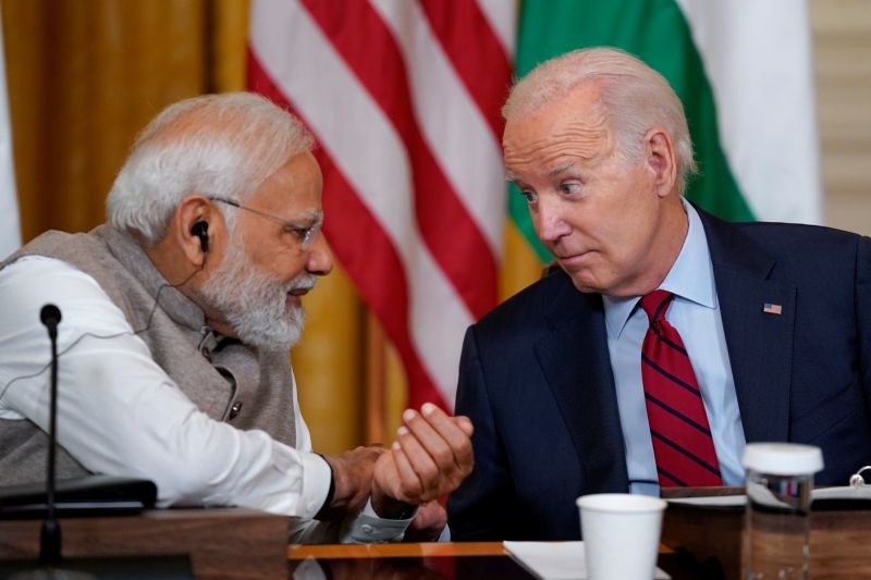 ▲20國集團（G20）峰會召開前夕，印度總理莫迪（Narendra Modi）與美國總統拜登（Joe Biden）舉行雙邊會談。資料照。（圖／美聯社／達志影像）