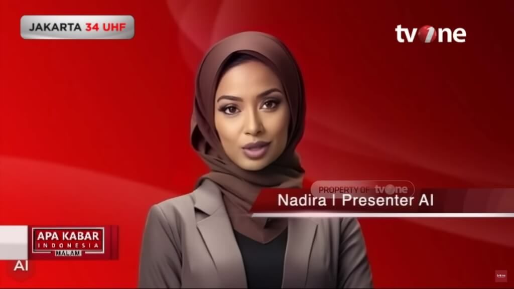 ▲印尼電視台「TV One」AI主播娜迪拉是由現實生活中的印尼主播所仿造。（圖／翻攝自「TV One」YouTube頻道）