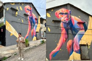 塗鴉猴子在柬埔寨屋牆！台灣街頭創作家參加柬國藝術節
