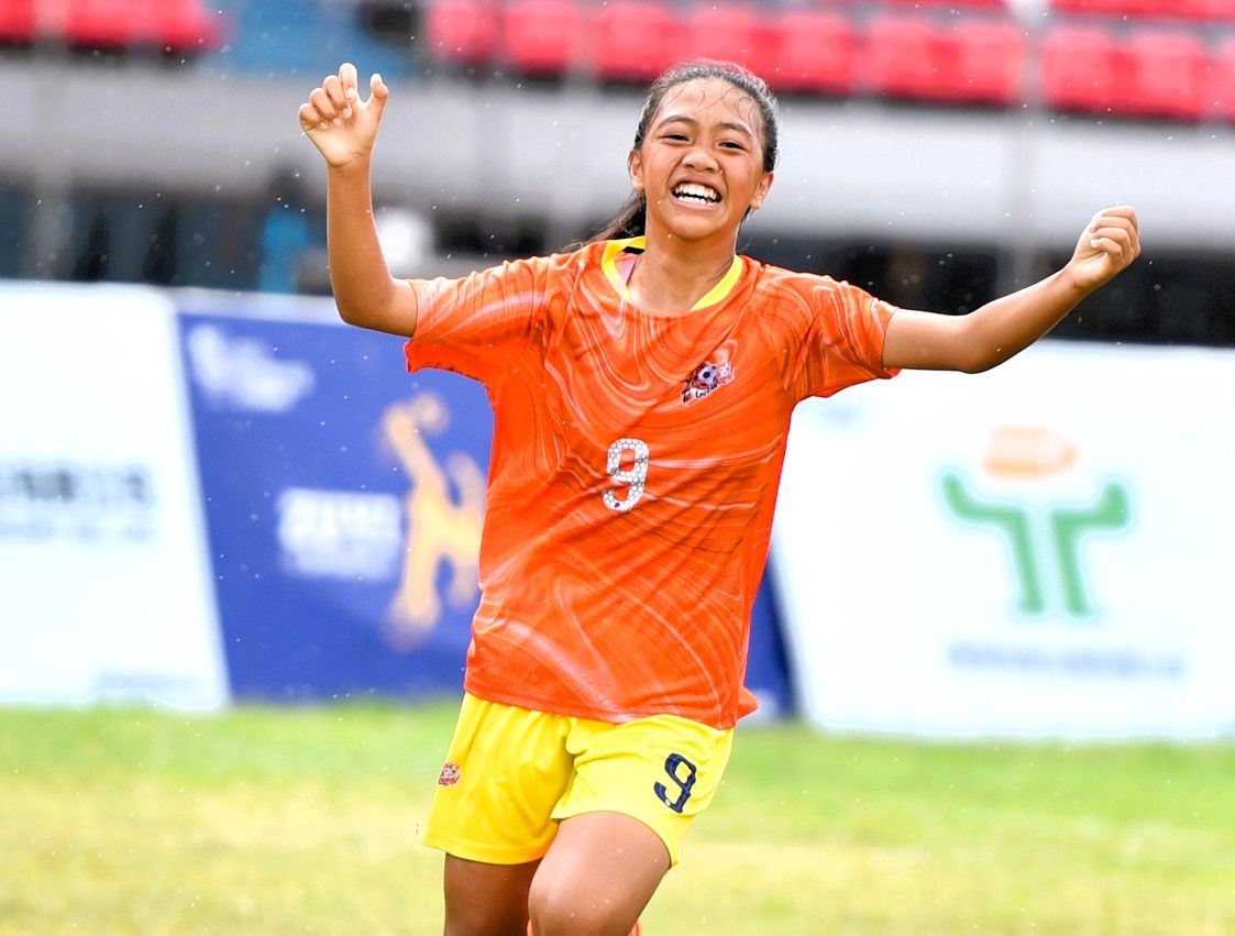 ▲學校五年級組冠軍，台中國安國小9號小將陳宥羽流暢攻勢立大功。官方提供