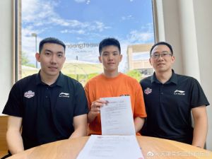 ▲CBA天津榮鋼先行者正式官宣和台灣球員林庭謙完成了續約，雙方預計簽下一份3年頂薪合約。（圖／取自天津榮鋼微博）