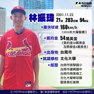 ▲聖路易紅雀隊簽下台灣好手林振瑋，他最快將於7月到美國訓練。（圖／NOWnews製表）